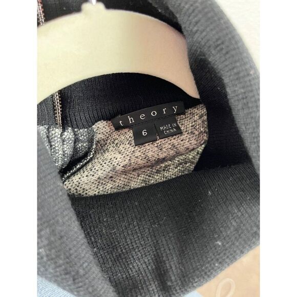 Theory Dorothy Wool Blend Turtleneck Sweater Tunic Marled Black Gray 6 - Picture 8 of 10